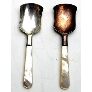 Antique StainlessSugar / Relish / Baby Spoons W/ Mother Of Pearl England